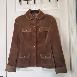 Elie Tahari Brown Corduroy Blazer Button-up Front Pockets Preppy Office Medium